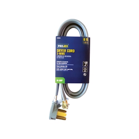 Projex Projex 10/3 SRDT 6 ft. L Dryer Cord RDRDT10306XGYP